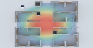 AIによる介護施設内の動線分析とヒートマップのイメージ
