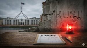 崩れる信用(壁)と、自分を守るための客観的な証拠書類(記録)のイメージ