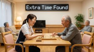 AI導入により生まれた時間で利用者と交流する介護職員