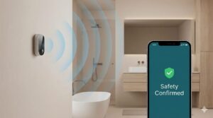 ミリ波レーダーAIセンサーによる浴室のプライバシーを守った見守りイメージ