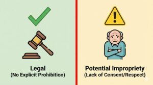 異性介助が違法ではないが不適切になり得る境界線を示すインフォグラフィック