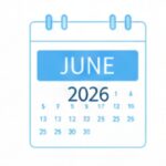 2026年6月の改定カレンダーと、AI技術に支えられた医療チームのイメージ