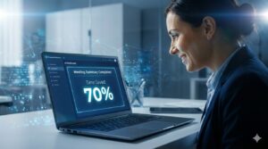 AIツールを使用して議事録作成やプラン作成の時間を劇的に短縮している様子