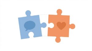 ケアマネジャーとのコミュニケーションのズレや相性の不一致を象徴するパズルの図解