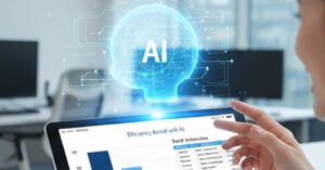 AI導入による事務時間削減のグラフと、それによって生まれた利用者との対話時間の対比