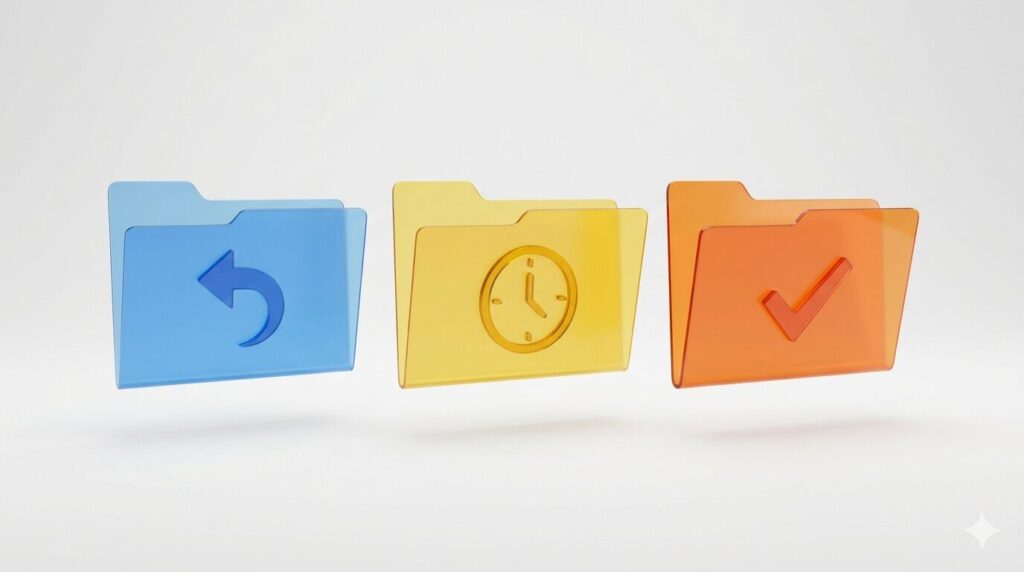 返戻・保留・過誤の3つの状態を整理・分類して示す概念図。