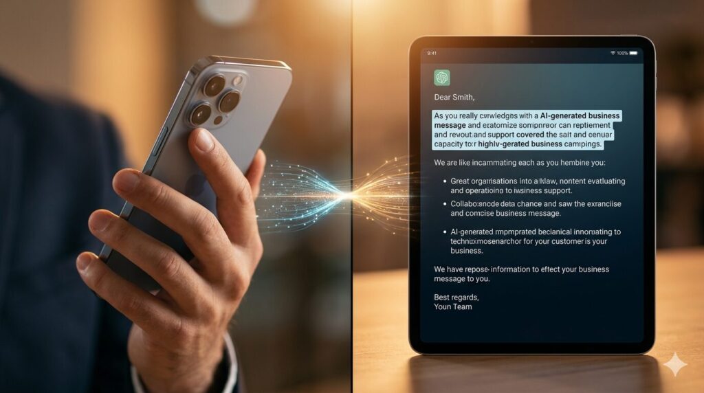 AIが作成した下書きをもとに、ケアマネジャーや自治体とスムーズに連携する実務の様子。