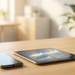 タブレットを手に、記録業務がスムーズに進んで安心しているホームヘルパーの様子。